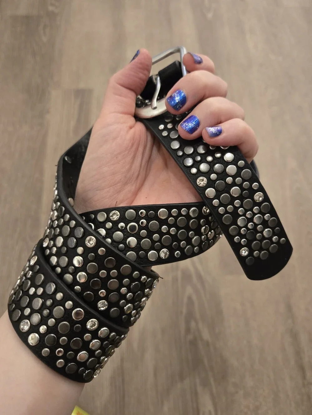 Black Silver Stud Studded Belt punk emo goth faux leather 36